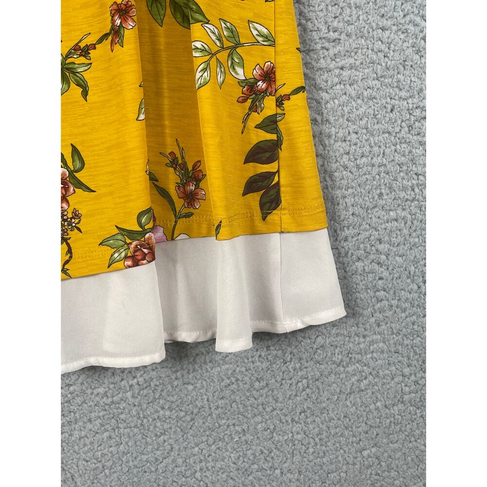 Naif Womens Size M Peak Shoulder Yellow Floral Blouse - Picture 7 of 7